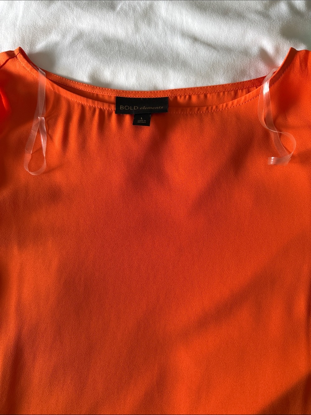 NWOT BOLD elements Bright Orange Cold-Shoulder Ruffle Blouse - Picture 5 of 7